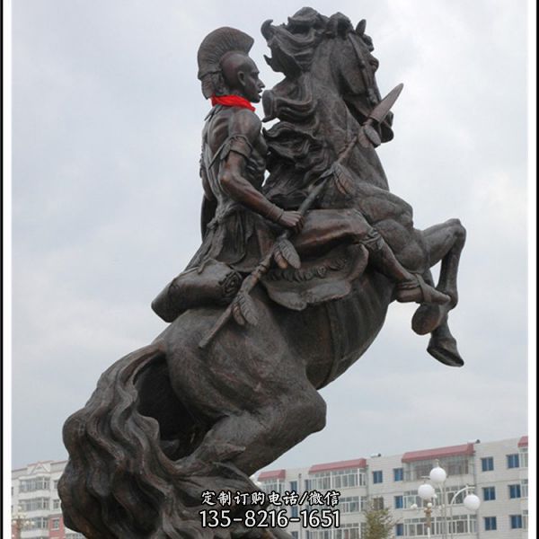 廣場街道玻璃鋼仿銅戶外大型馬雕塑（7）