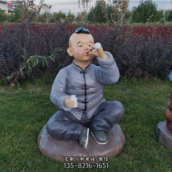 民俗園林景觀人像玻璃鋼彩繪兒童雕塑（4）