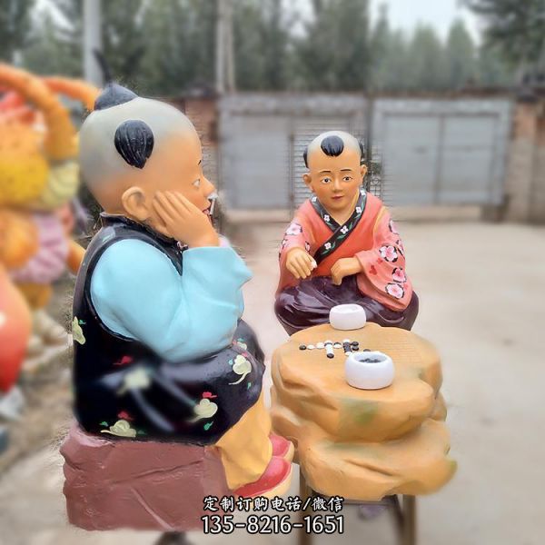 民俗園林景觀人像玻璃鋼彩繪兒童雕塑（2）
