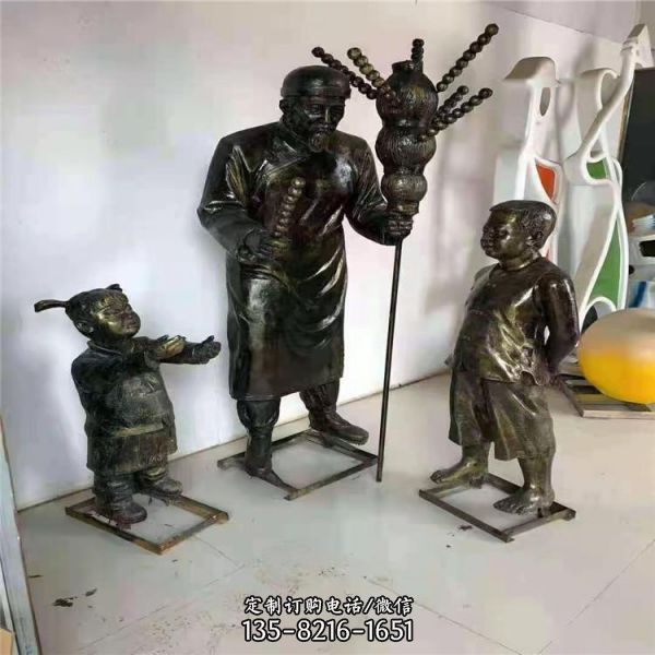 街頭玻璃鋼仿銅賣糖葫蘆人物雕塑 （1）