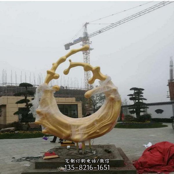 小區廣場不銹鋼烤漆浪花噴泉水景雕塑（3）