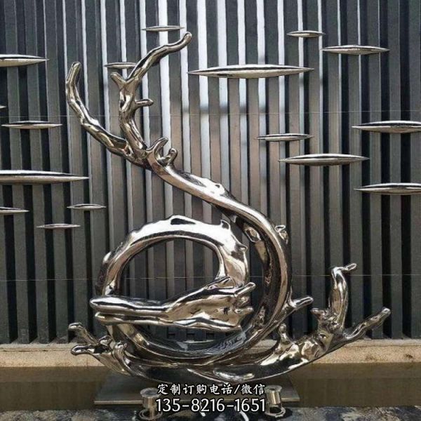 小區廣場不銹鋼烤漆浪花噴泉水景雕塑（4）