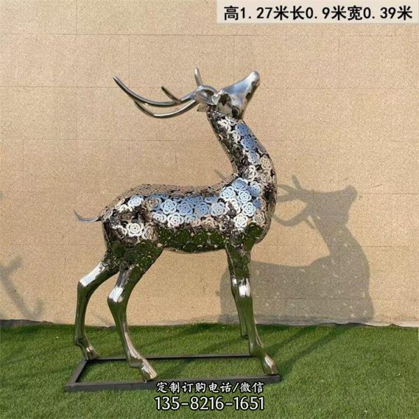 公園景區(qū)不銹鋼幾何鏤空創(chuàng)意梅花鹿雕塑（1）