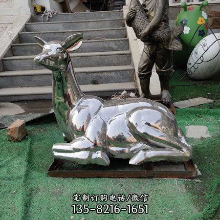 園林景觀擺件不銹鋼鏡面抽象梅花鹿雕塑（3）
