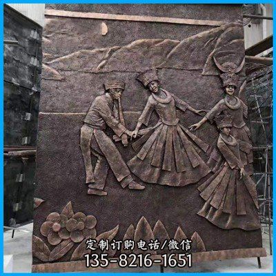 廣場玻璃鋼仿銅浮雕刻字人物壁畫擺件雕塑 （4）