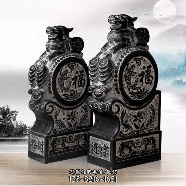 石雕門墩抱鼓石一對(duì)仿古青石石鼓門鼓家用門口鎮(zhèn)宅石墩（2）