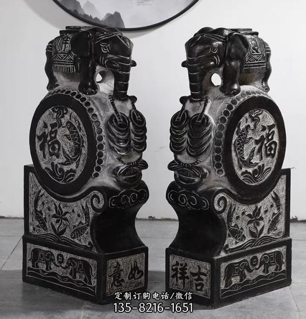 石雕門墩抱鼓石一對(duì)仿古青石石鼓門鼓家用門口鎮(zhèn)宅石墩（3）