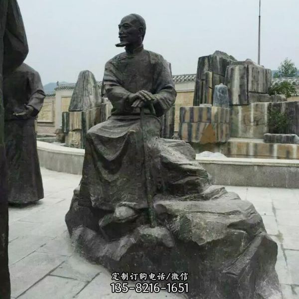 古鎮街頭擺放鑄銅民俗人物景觀雕像（2）