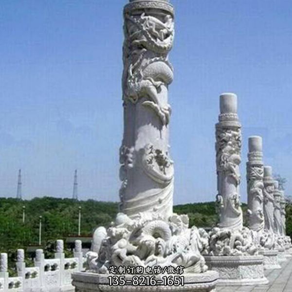 寺廟景觀裝飾景觀青石浮雕大型龍柱雕塑（3）
