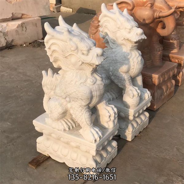 庭院門口大理石石雕麒麟雕塑