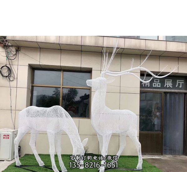 城市廣場草坪擺放不銹鋼編織動物雕塑 （1）