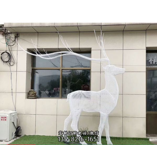 城市廣場草坪擺放不銹鋼編織動物雕塑 （2）