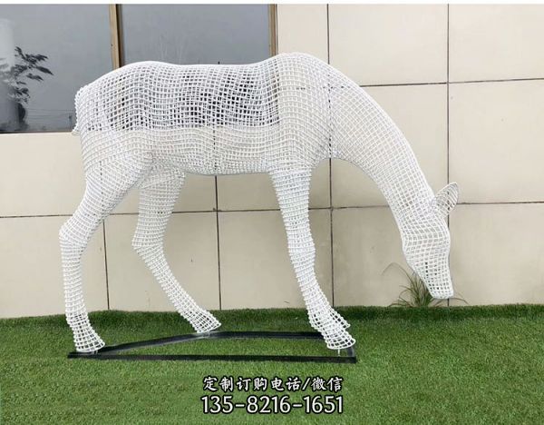城市廣場草坪擺放不銹鋼編織動物雕塑 （5）