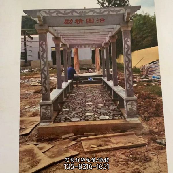 寺廟景觀擺件石雕涼亭長廊雕塑（1）
