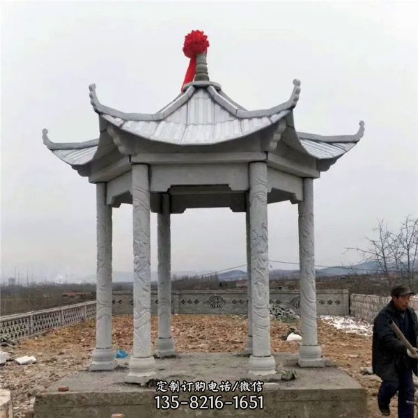 寺廟景觀擺件石雕涼亭長廊雕塑（2）
