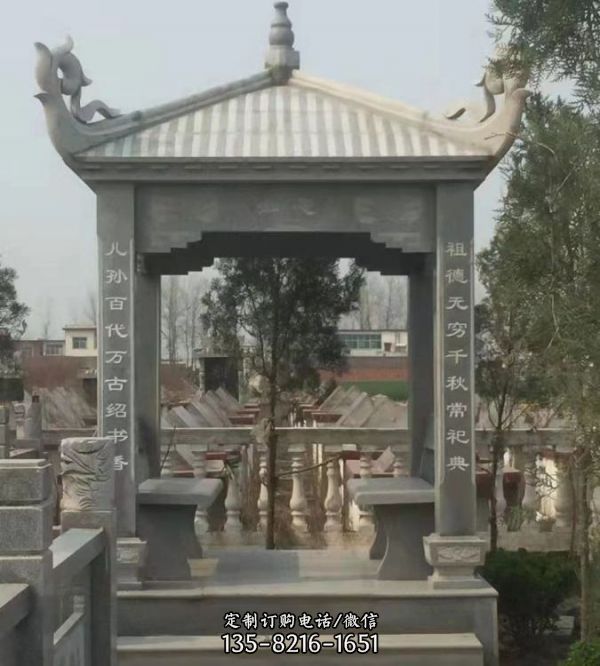 寺廟景觀擺件石雕涼亭長廊雕塑（4）