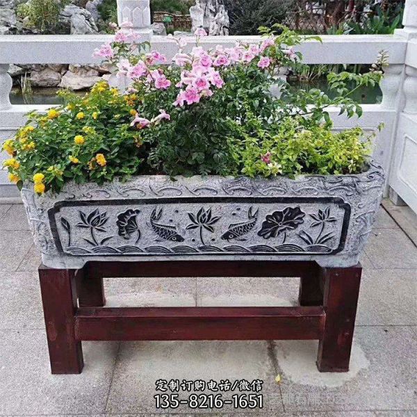 小區景觀庭院仿古浮雕石花缽擺件（1）