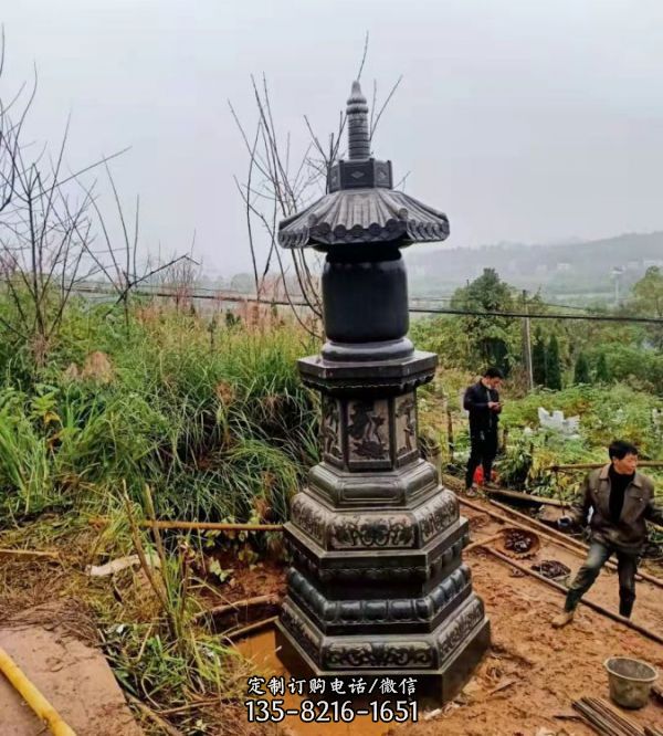 寺廟香塔大型青石仿古建組合塔景觀雕塑（3）