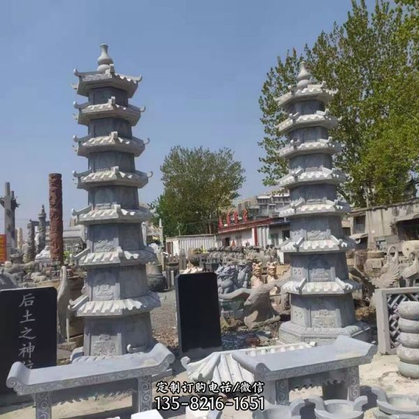 寺廟香塔大型青石仿古建組合塔景觀雕塑（7）