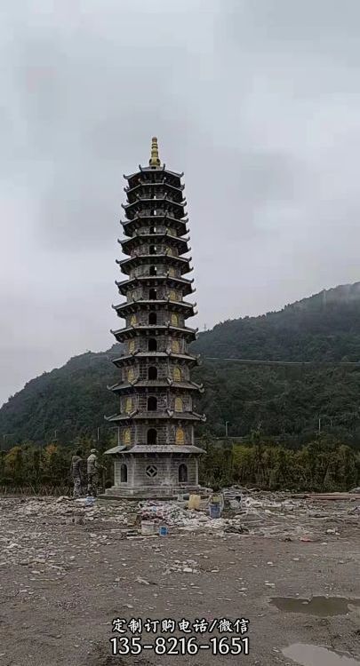 寺廟香塔大型青石仿古建組合塔景觀雕塑（8）
