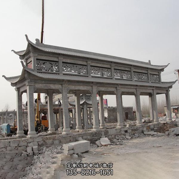 景區仿古建筑雙層長廊中式涼亭雕塑