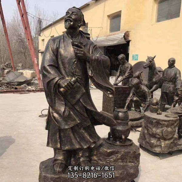 步行街景點創(chuàng)意玻璃鋼仿銅人物雕塑