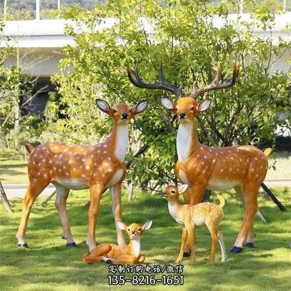 動物園大型玻璃鋼仿真動物園林梅花鹿雕塑（2）