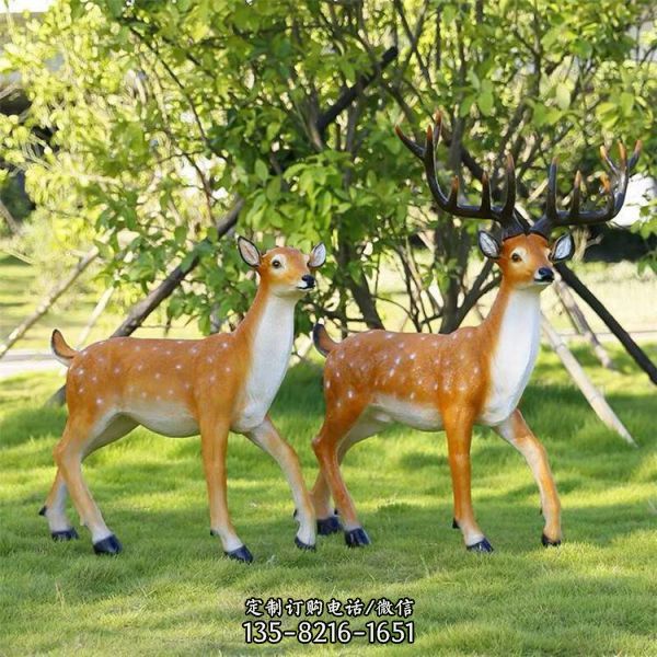 動物園大型玻璃鋼仿真動物園林梅花鹿雕塑（4）