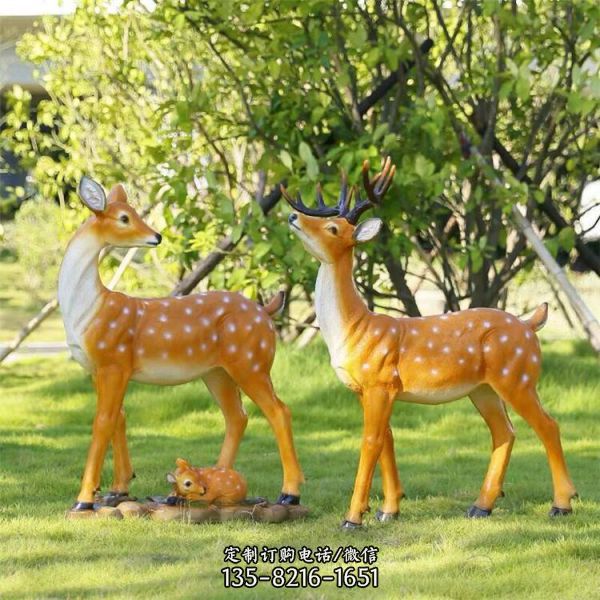 動物園大型玻璃鋼仿真動物園林梅花鹿雕塑（1）