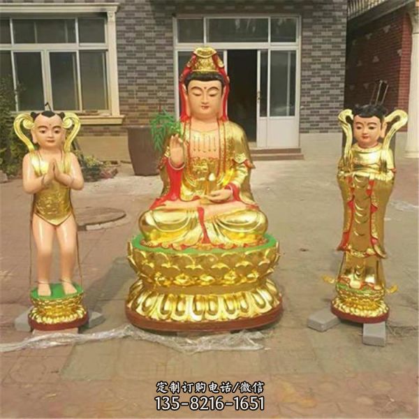 寺廟供奉貼金彩繪銅佛像雕塑（4）