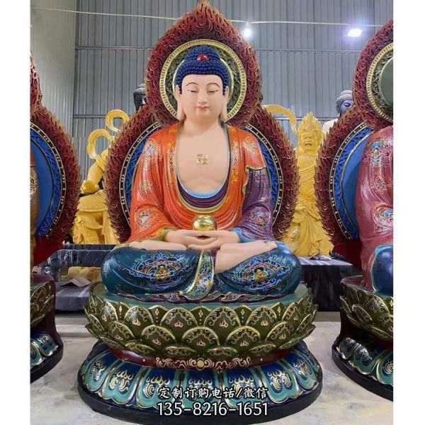 寺廟供奉貼金彩繪銅佛像雕塑（1）