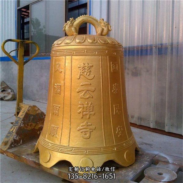 寺廟大型玻璃鋼仿古做舊銅鐘雕塑（2）