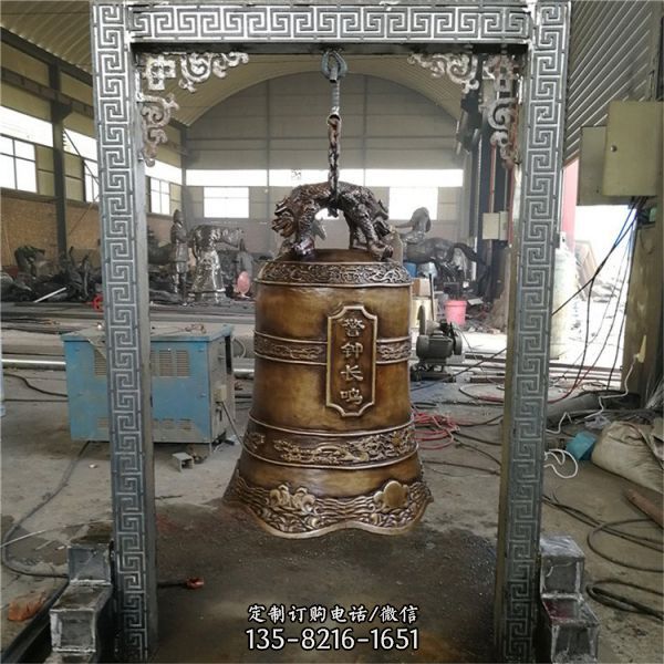 寺廟大型玻璃鋼仿古做舊銅鐘雕塑（3）