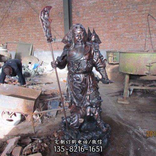 寺院供奉鑄銅噴漆關(guān)公神像雕塑擺件 （2）