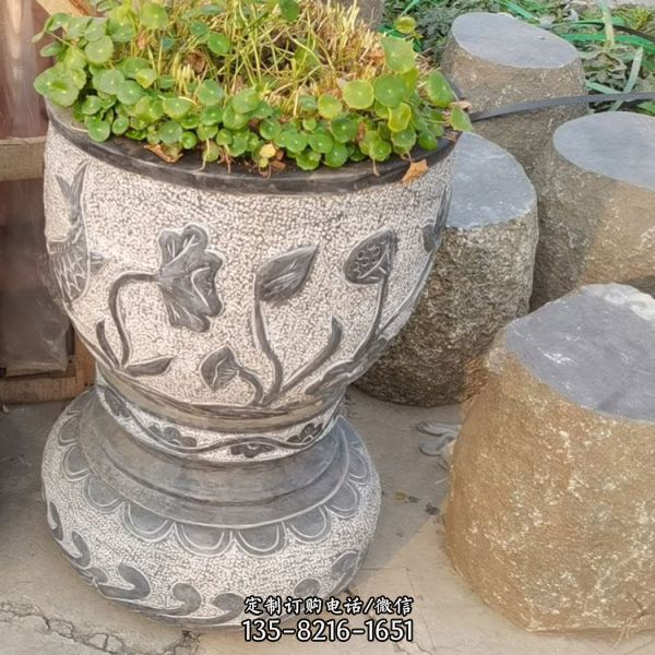 庭院擺放中式青石花崗巖栽花石盆花缽（1）