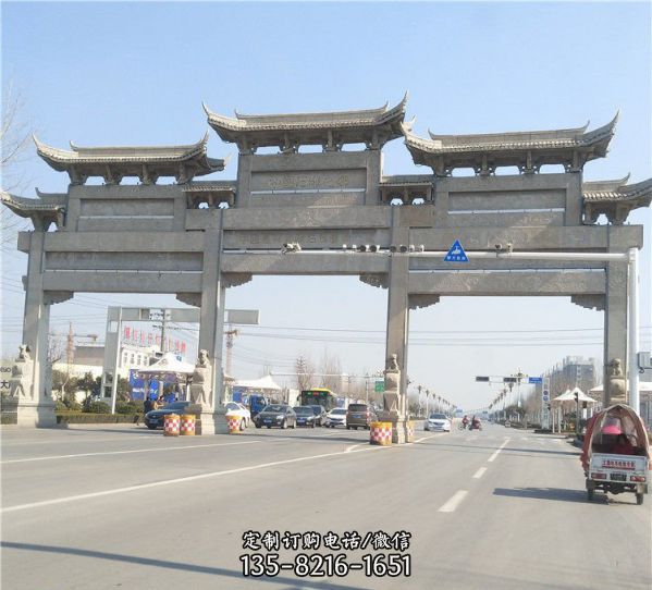 仿古 青石石雕大型牌坊 雕塑（5）