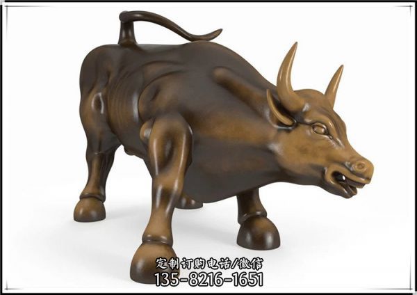 大型廣場(chǎng)街頭擺放玻璃鋼仿銅牛雕塑 （6）