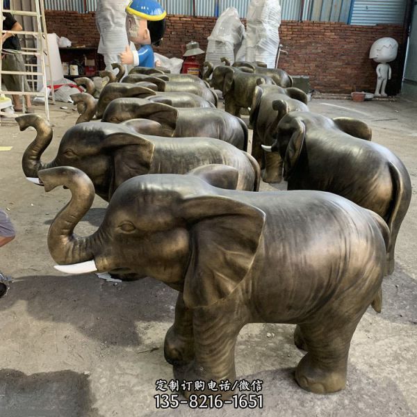 酒店玻璃鋼仿銅噴水吉祥物像雕塑（4）