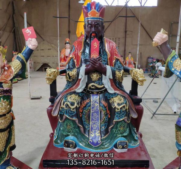 寺廟擺放玻璃鋼彩繪包公包青天神像雕塑（1）
