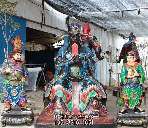寺廟擺放玻璃鋼彩繪包公包青天神像雕塑（4）