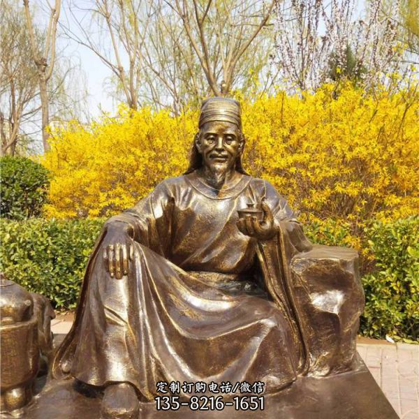 茶圣陸羽玻璃鋼仿銅茶文化主題人物雕塑（1）