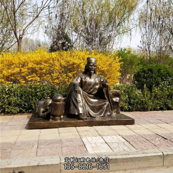 茶圣陸羽玻璃鋼仿銅茶文化主題人物雕塑（3）