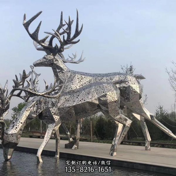 城市景區擺放不銹鋼鏤空動物雕塑（3）