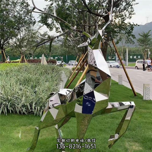 戶外抽象幾何鏤空商場創意擺件梅花鹿（5）