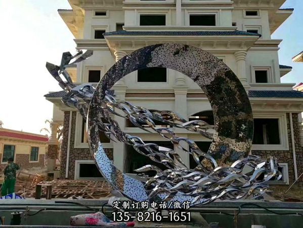 金屬裝飾戶外售樓部酒店景觀擺件不銹鋼鏤空創意圓環雕塑（2）