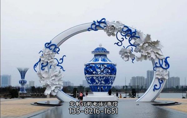 金屬裝飾戶外售樓部酒店景觀擺件不銹鋼鏤空創意圓環雕塑（3）