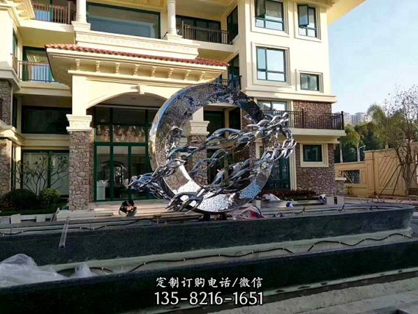 金屬裝飾戶外售樓部酒店景觀擺件不銹鋼鏤空創意圓環雕塑（5）