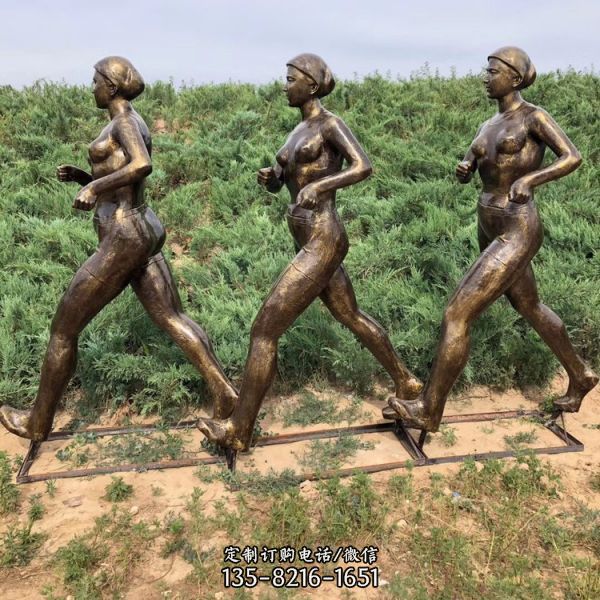 競(jìng)走，玻璃鋼仿銅美女雕塑