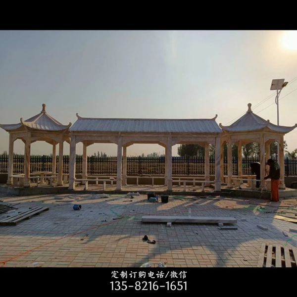 公園擺放晚霞紅花架葡萄架走廊長(zhǎng)亭座椅擺件（4）