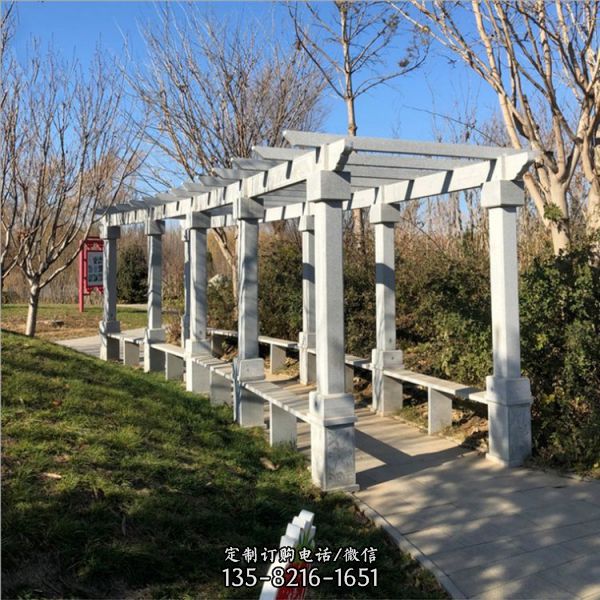公園擺放晚霞紅花架葡萄架走廊長(zhǎng)亭座椅擺件（1）